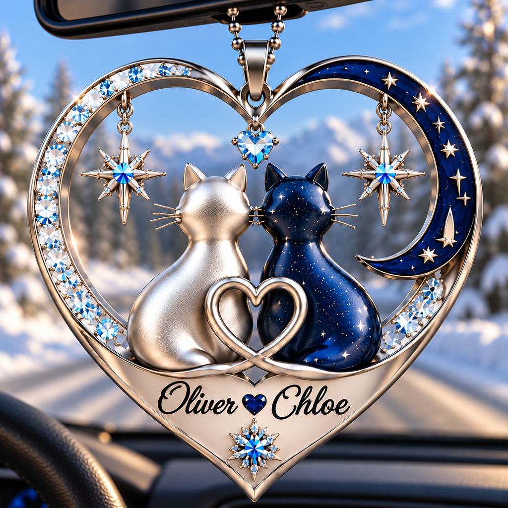 Personalized Couple Ornament - Custom Names Heart Car Ornament - Anniversary Gift for Couples