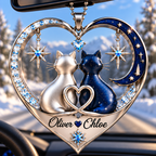 Personalized Couple Ornament - Custom Names Heart Car Ornament - Anniversary Gift for Couples