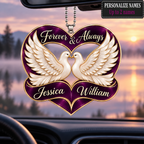 Personalized Names Dove Couple Heart Ornament – Anniversary Keepsake