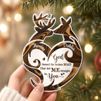 Deer Couple Tribal Heart God Blessed Personalized Ornament