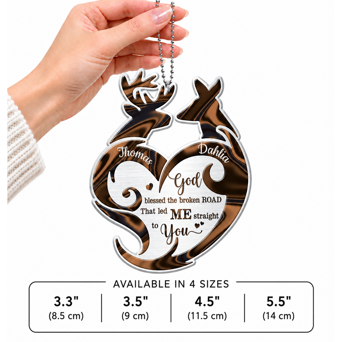 Deer Couple Tribal Heart God Blessed Personalized Ornament