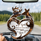 Deer Couple Tribal Heart God Blessed Personalized Ornament