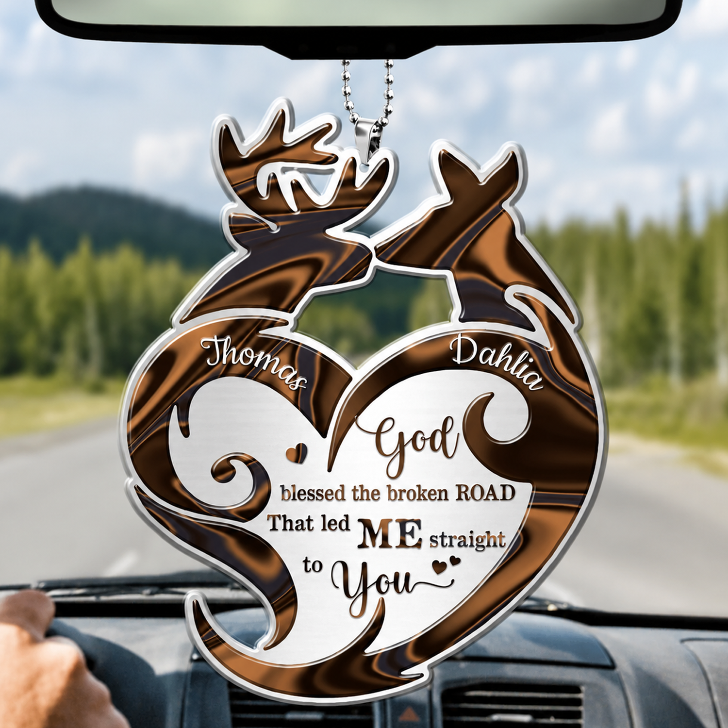Deer Couple Tribal Heart God Blessed Personalized Ornament