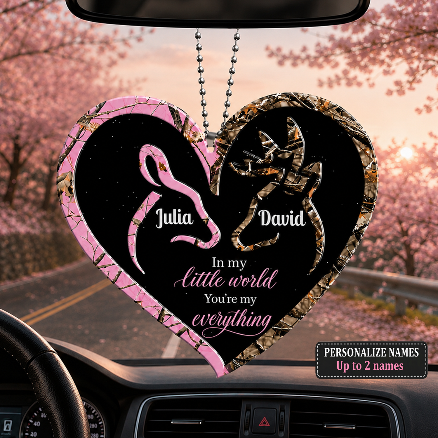 Personalized Deer Heart Doe Buck Romantic Quotes Ornament, Custom Gift for Couples, Anniversary Gift