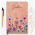 Custom Leather Journal - Personalized Vintage Birth Month Flower Notebook- Gifts for Birthday, Flower Lovers & women