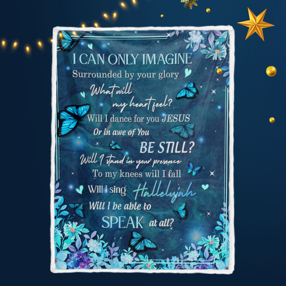 Blue Butterfly Floral I Can Only Imagine Blanket