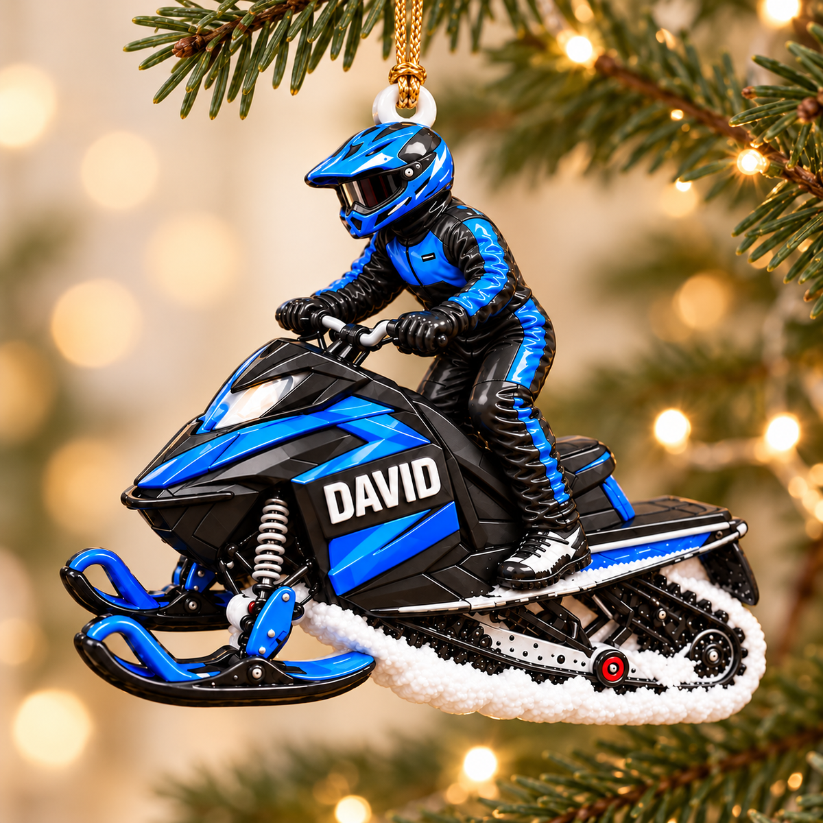 3D Raised Personalized Snowmobile Racing Ornament – Christmas Gift for Him