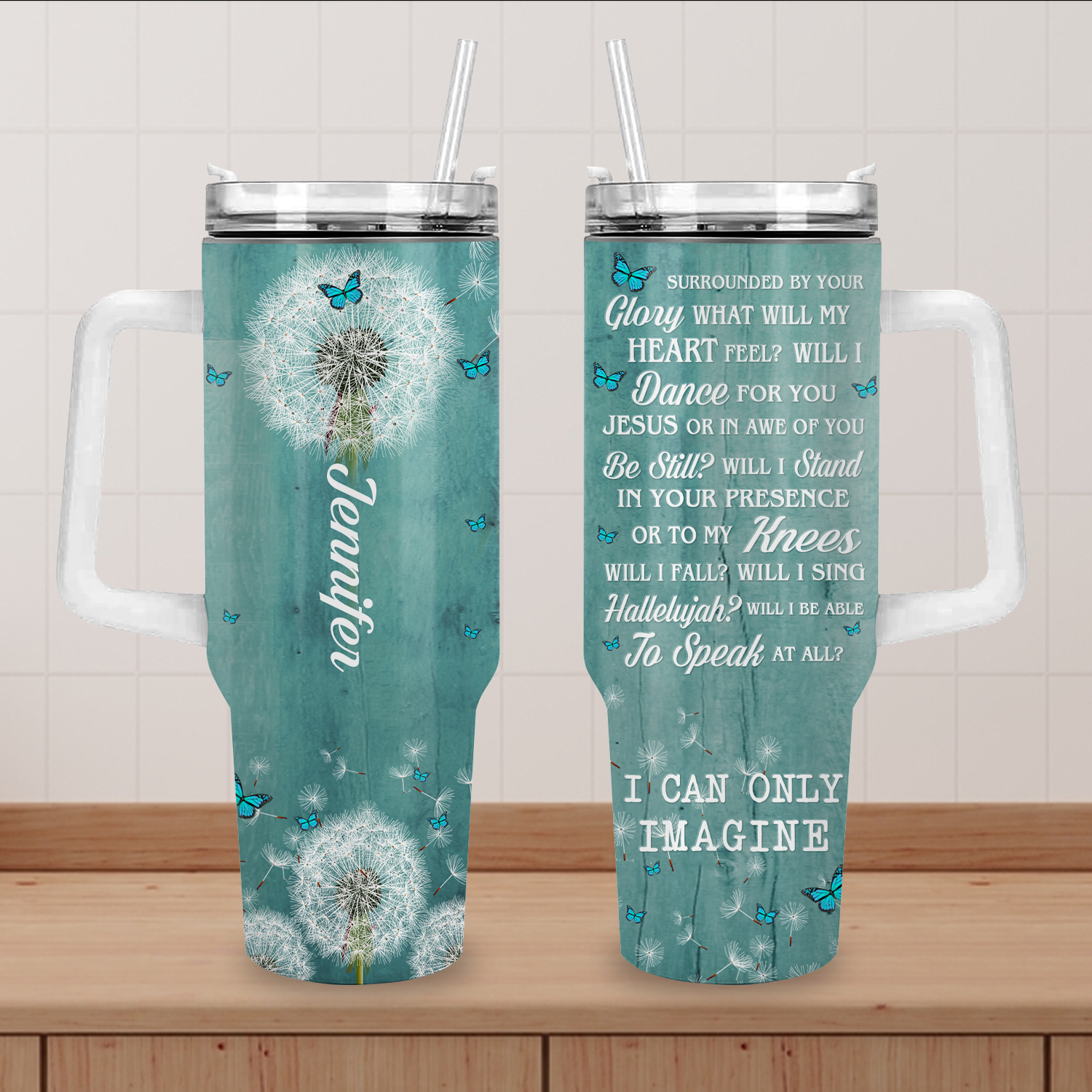 Blue Dandelion Inspirational Surrounded By Your Glory Tumbler 40 Oz Custom Gift - Personalized Stainless Steel Tumbler