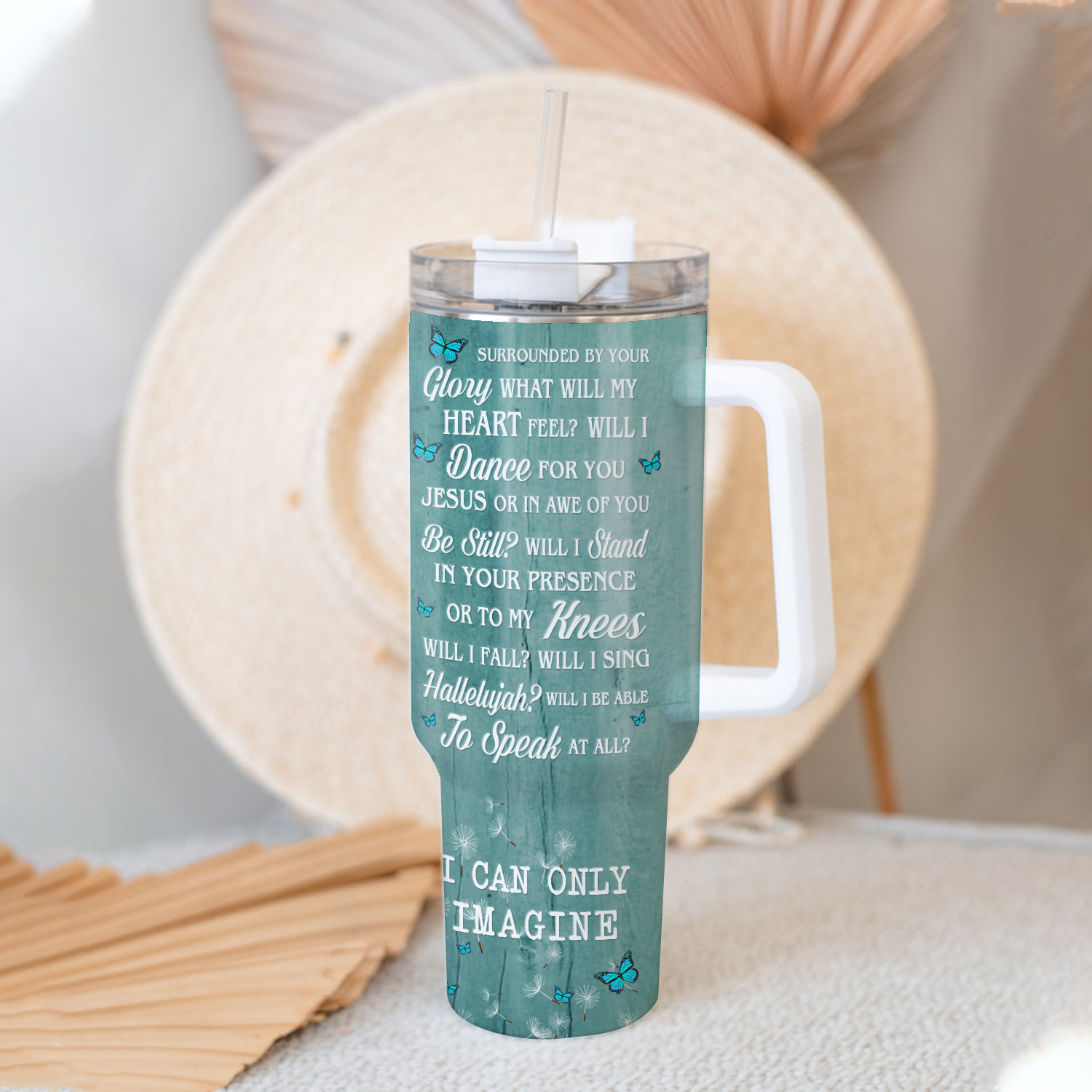 Blue Dandelion Inspirational Surrounded By Your Glory Tumbler 40 Oz Custom Gift - Personalized Stainless Steel Tumbler