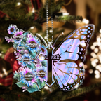 Blue Pink Hologram Butterfly Sunflowers God Says You Are Shaped Transparent Ornament