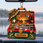 3D Raised Personalized Name Vintage Fishing Tool Box Ornament – Gift for Fishing Lovers