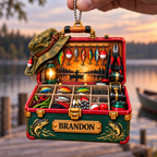 3D Raised Personalized Name Vintage Fishing Tool Box Ornament – Gift for Fishing Lovers