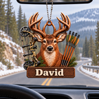3D Raised Personalized Deer Hunter Ornament, Custom Name Christmas Gift for Him & Her