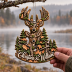 3D Raised Personalized Names Hunting Deer Couple Ornament - Anniversary Gifts