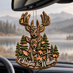 3D Raised Personalized Names Hunting Deer Couple Ornament - Anniversary Gifts