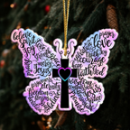 Hologram Butterfly Christian Cross Ornament Gift Bible Verse Christmas Ornament Car Hanging