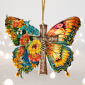 Flowers Butterfly Faith Cross Christian Ornament Gift Christmas Ornament Car Hanging