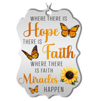 Sunflower Monarch Butterfly Hope Faith Miracles Christian Ornament Gift Bible Verse Christmas Ornament Car Hanging