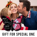 Pink Monarch Butterfly Pray Christian Cross Ornament Gift Bible Verse Christmas Ornament Car Hanging