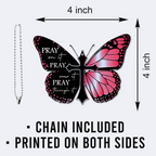 Pink Monarch Butterfly Pray Christian Cross Ornament Gift Bible Verse Christmas Ornament Car Hanging