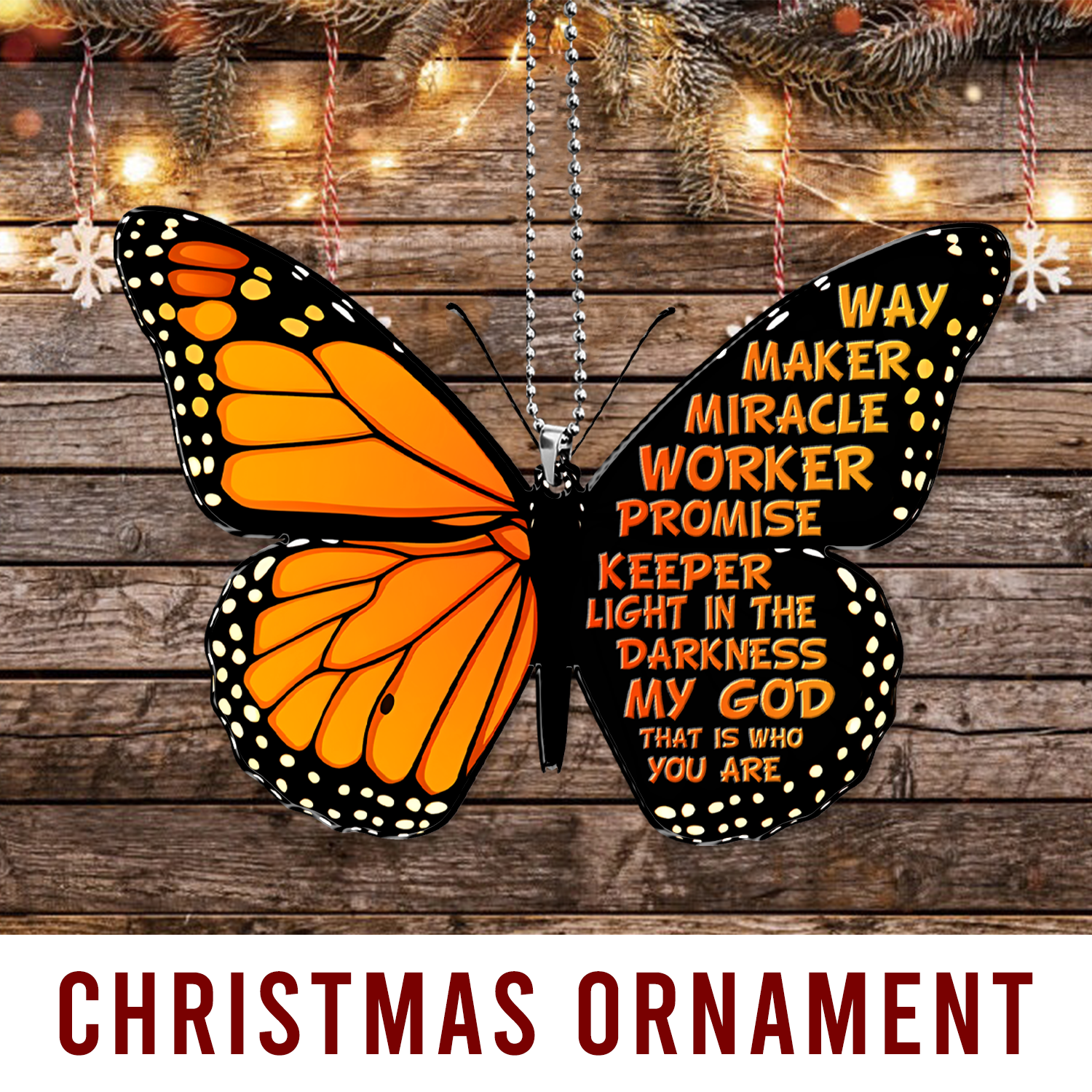 Butterfly Way Maker Christian Ornament Gift Bible Verse Christmas Ornament Car Hanging