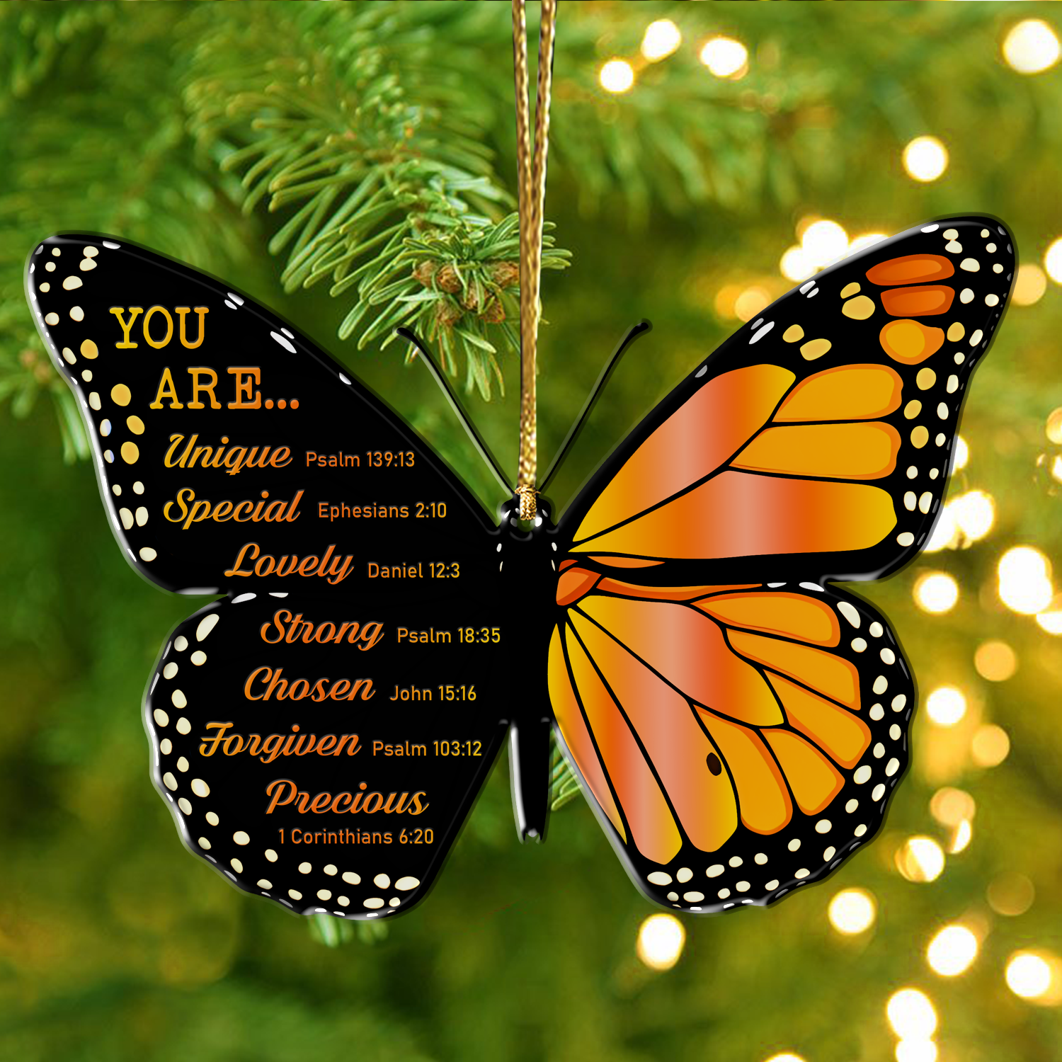 Monarch Butterfly You Are Christian Ornament Gift Bible Verse Christmas Ornament Car Hanging