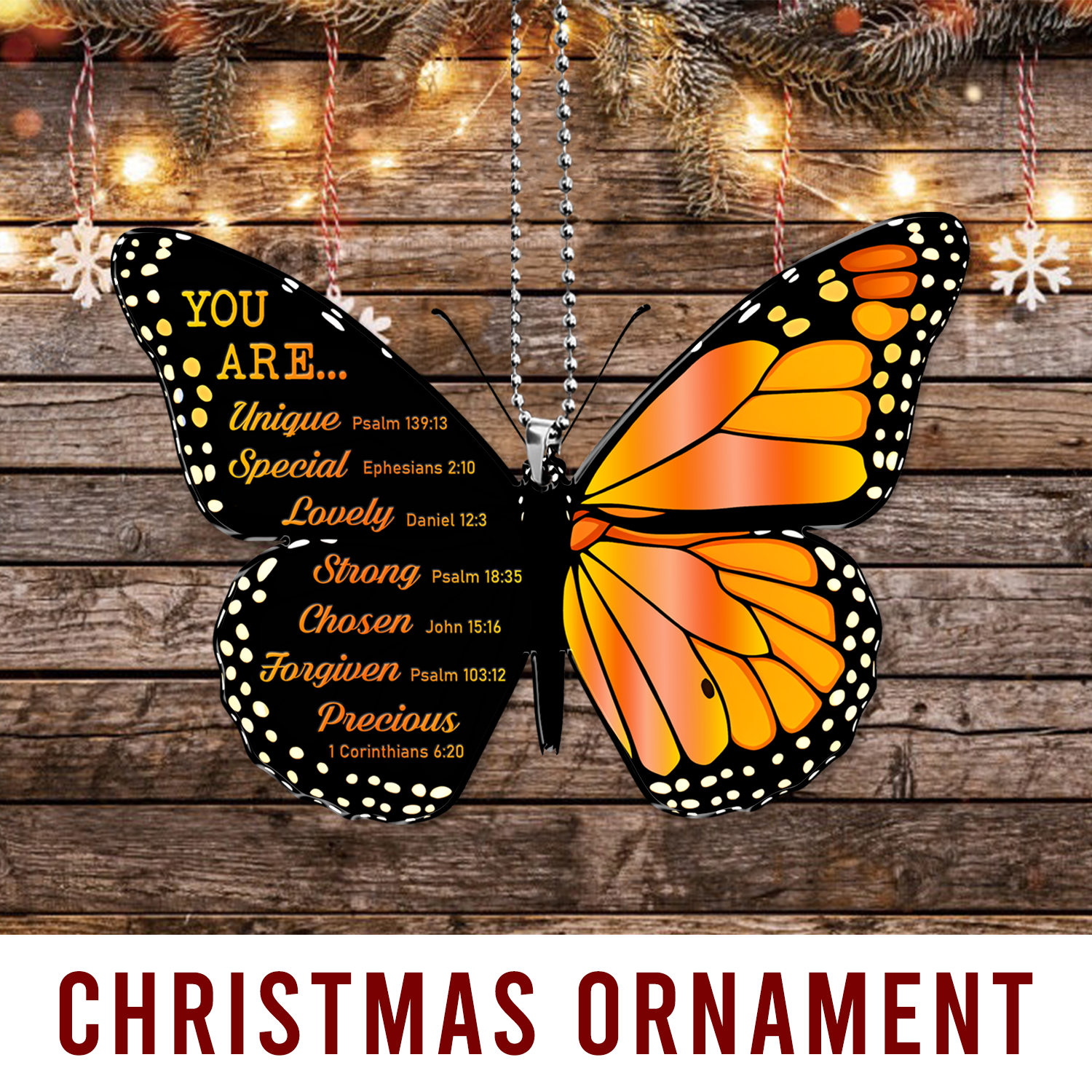 Monarch Butterfly You Are Christian Ornament Gift Bible Verse Christmas Ornament Car Hanging