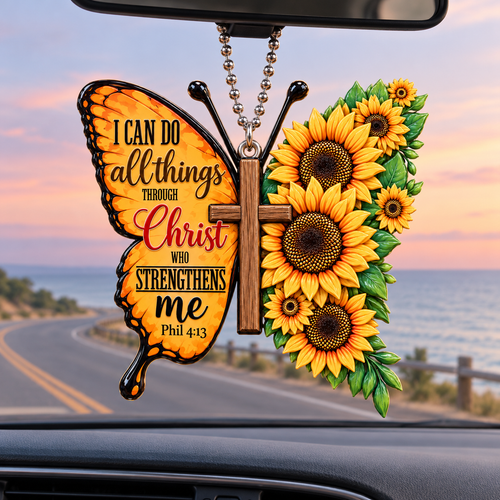 3D Raised Sunflower Butterfly Bible Verse Ornament