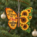 3D Raised Sunflower Butterfly Bible Verse Ornament