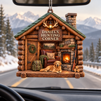 3D Raised Personalized Name Ornament - Hunter Corner Chalets Ornament Gift for Him & Her