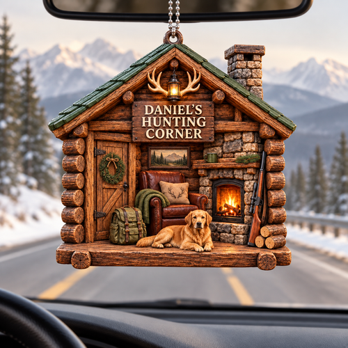 3D Raised Personalized Name Ornament - Hunter Corner Chalets Ornament Gift for Him & Her