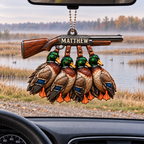 3D Raised Personalized Name Ornament - Hunting Mallard Ducks Ornament - Gift for Him