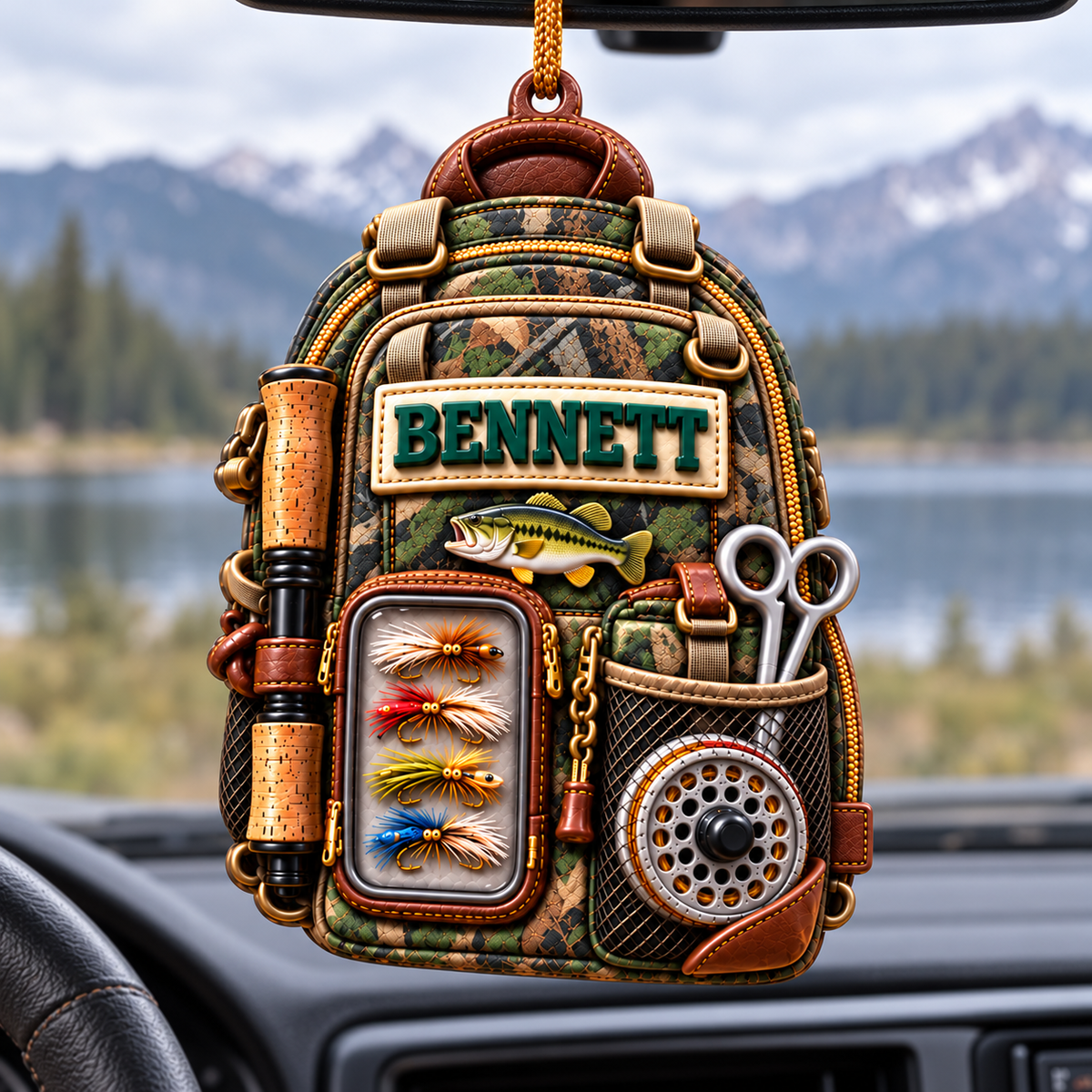 3D Raised Personalized Name Fishing Tool Bag Ornament - Ideal Gift for Him & Her