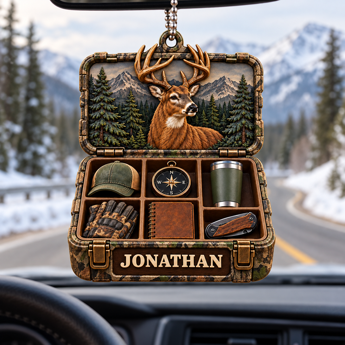 3D Raised Personalized Name Ornament - Hunter Gear Box Ornament Gift for Him