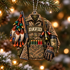 3D Raised Personalized Name Ornament - Mallard Ducks Camo Jacket Ornament - Hunting Gift for Him & Her