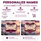 Personalized Names Dove Couple Heart Ornament – Anniversary Keepsake