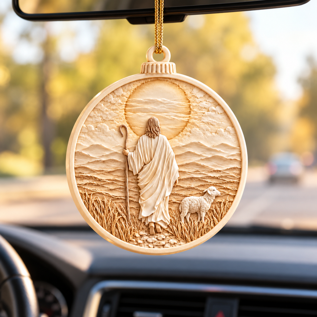 3D Raised Jesus The Good Shepherd Ornament – Christian Gift