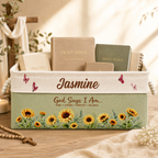 God Says I Am Custom Storage Basket - Personalized Bible Flower Gifts for Christian Faith Book Lovers