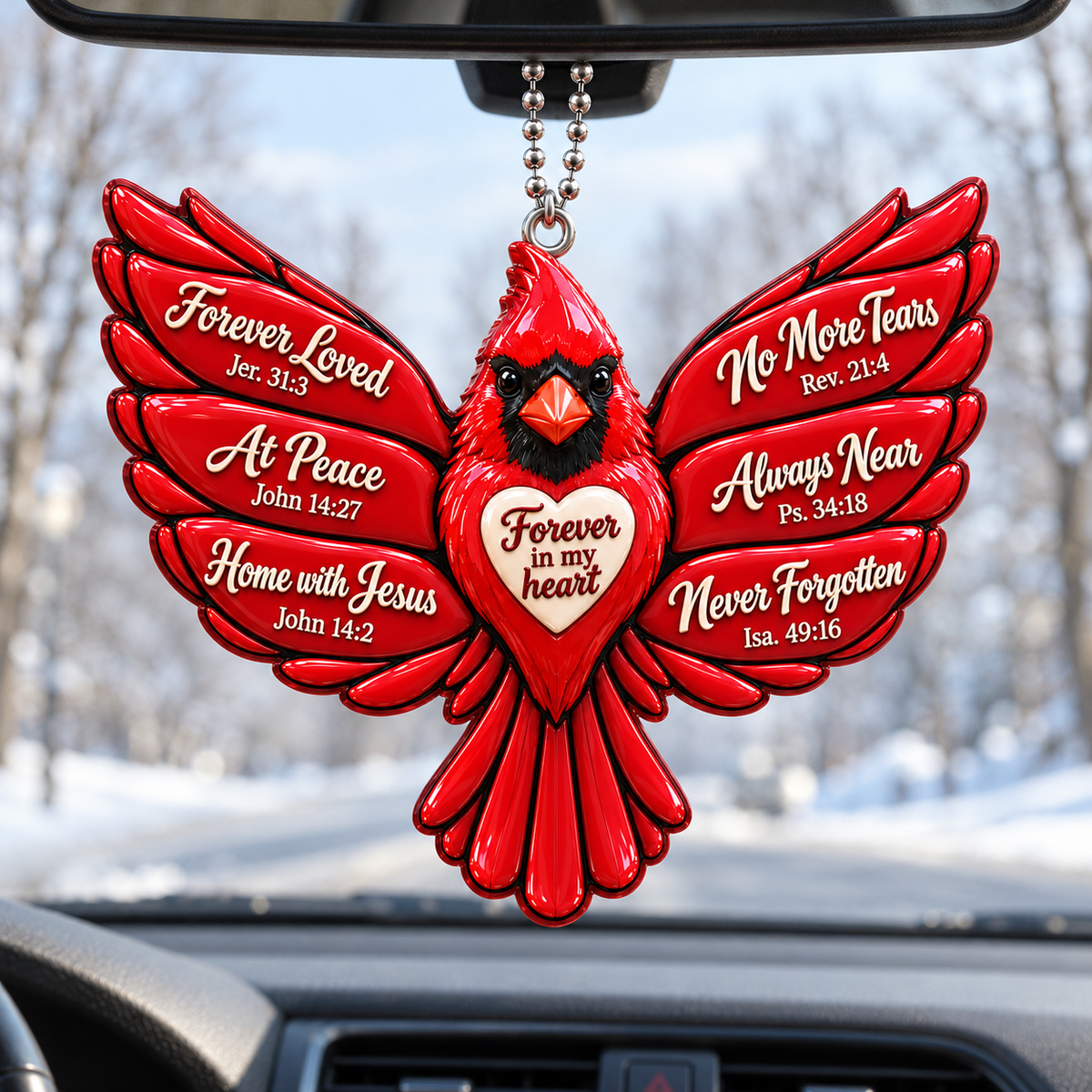 3D Raised Cardinal Memorial Ornament – Bible Verse Sympathy Gift For Loss