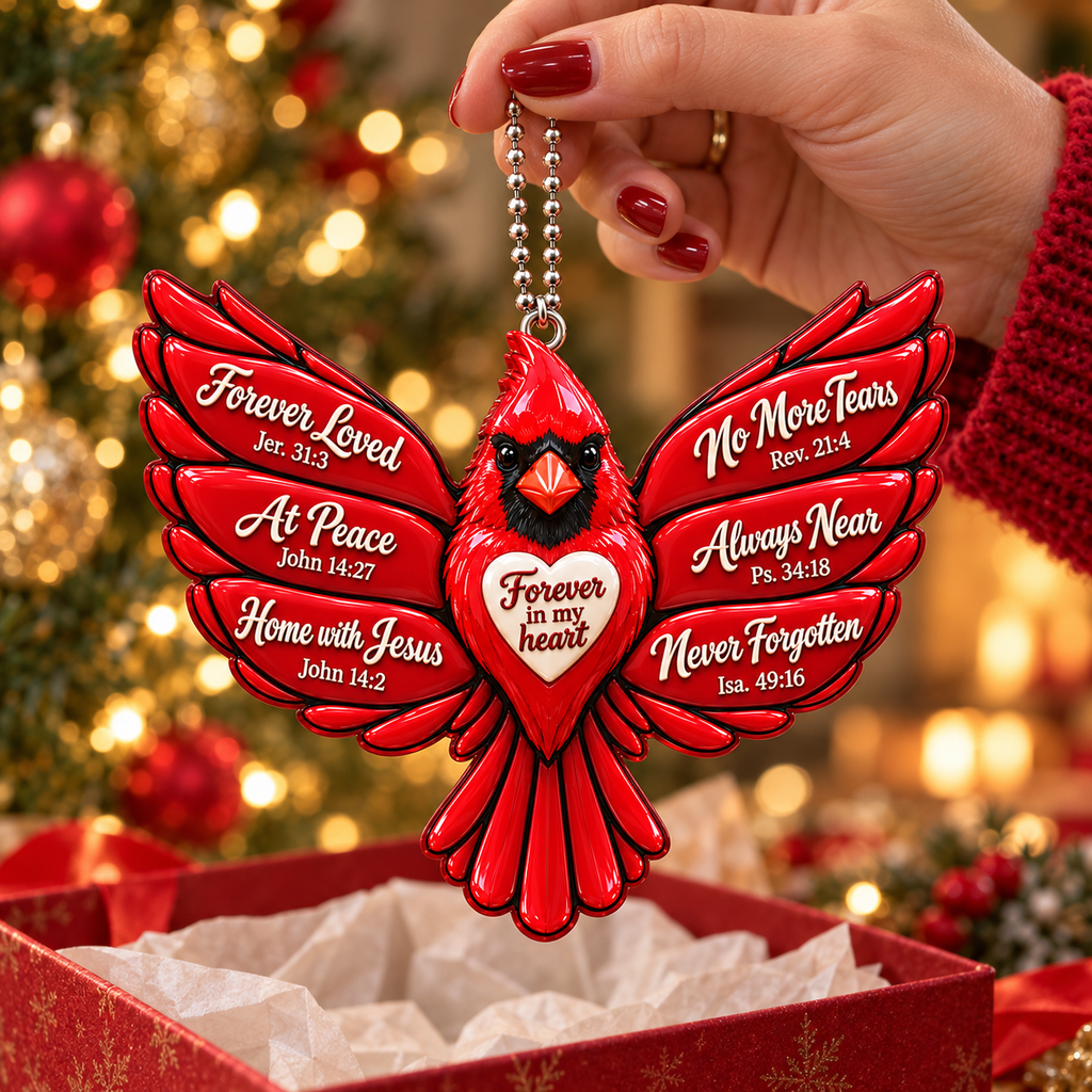 3D Raised Cardinal Memorial Ornament – Bible Verse Sympathy Gift For Loss