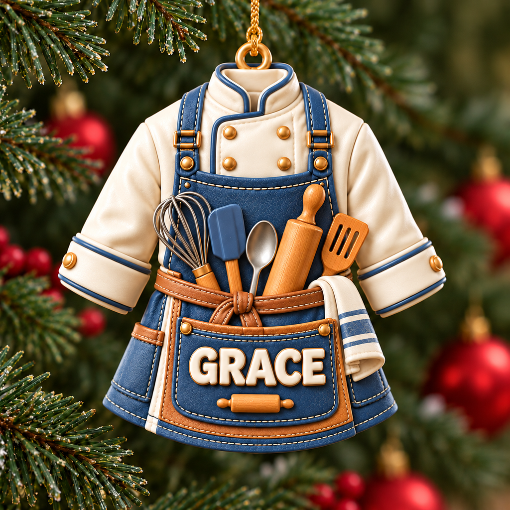 Personalized Name 3D Raised Baker Uniform Ornament