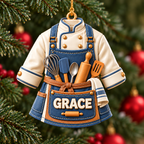 Personalized Name 3D Raised Baker Uniform Ornament