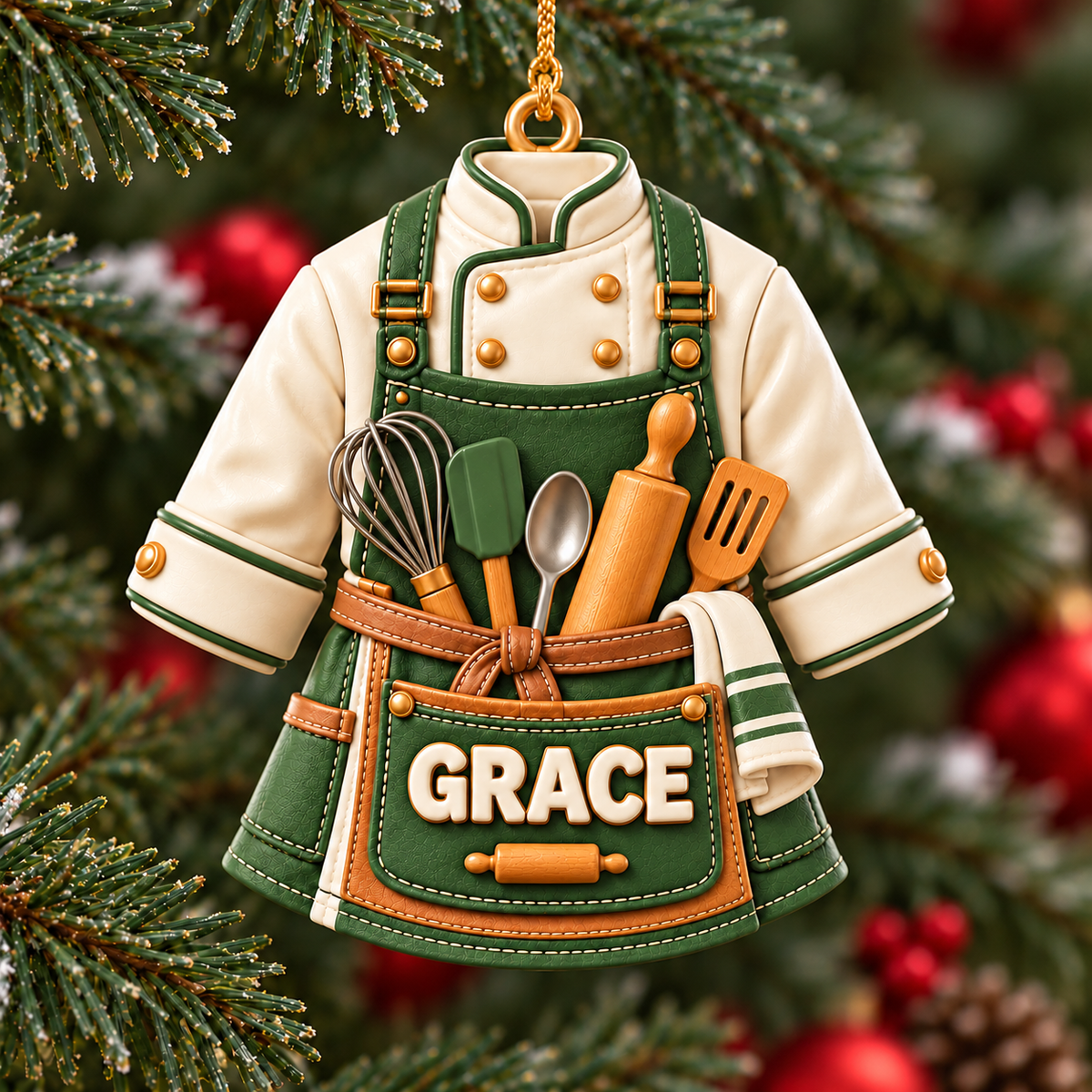 Personalized Name 3D Raised Baker Uniform Ornament