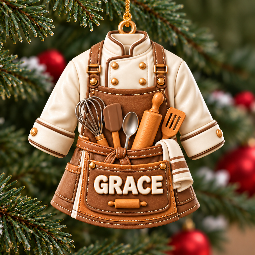 Personalized Name 3D Raised Baker Uniform Ornament