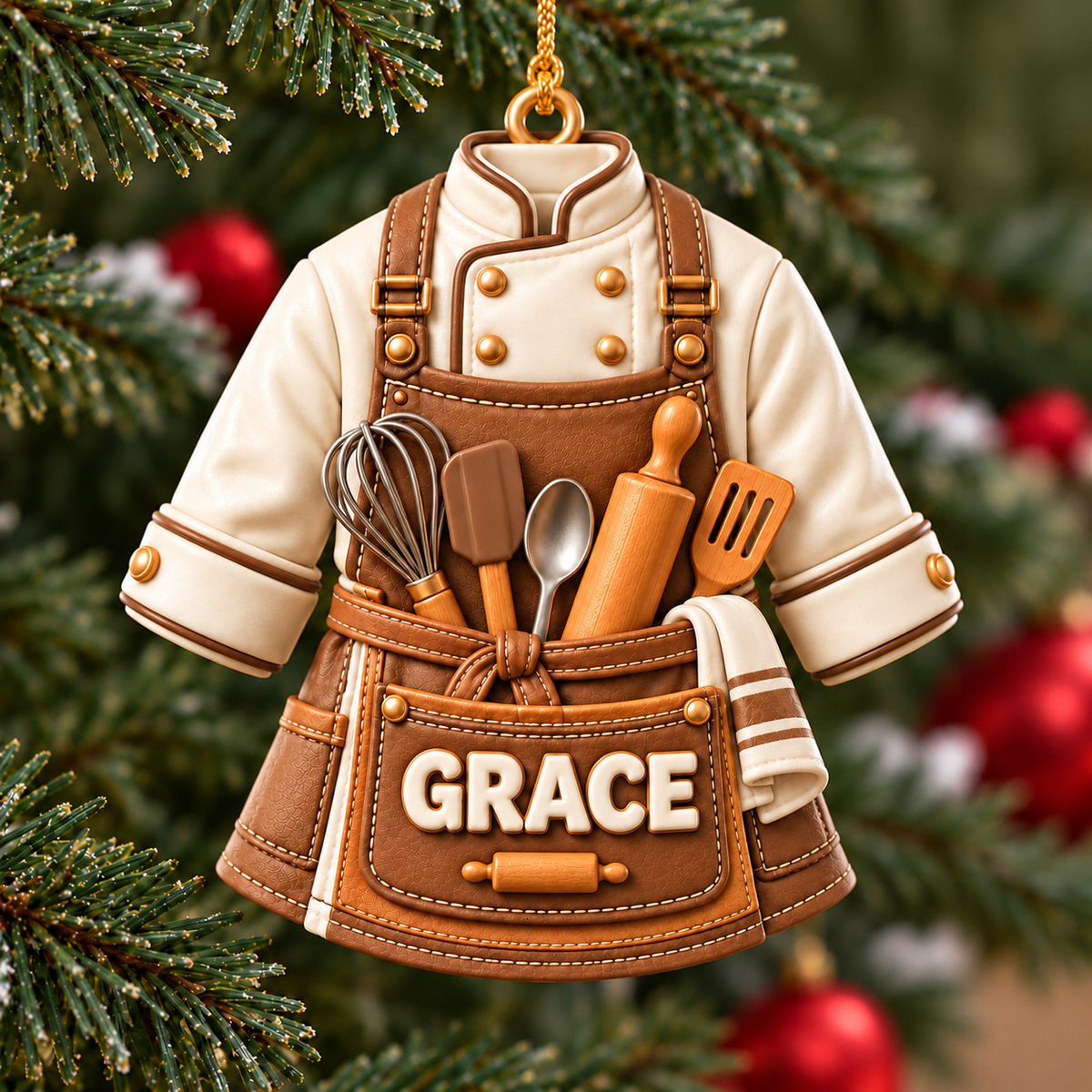 Personalized Name 3D Raised Baker Uniform Ornament