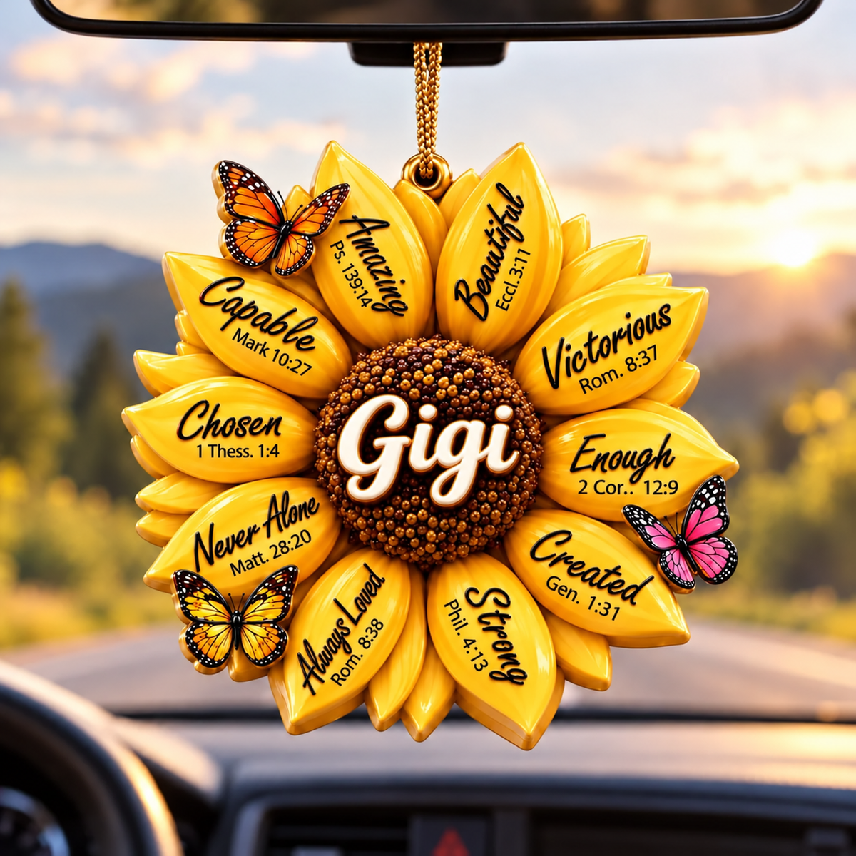 3D Raised Sunflower Bible Verse Ornament - Inspirational Gift for Mom, Grandma, women