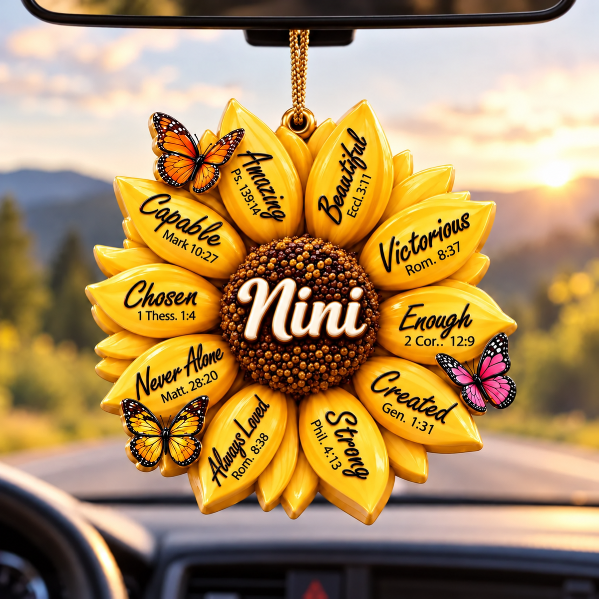3D Raised Sunflower Bible Verse Ornament - Inspirational Gift for Mom, Grandma, women