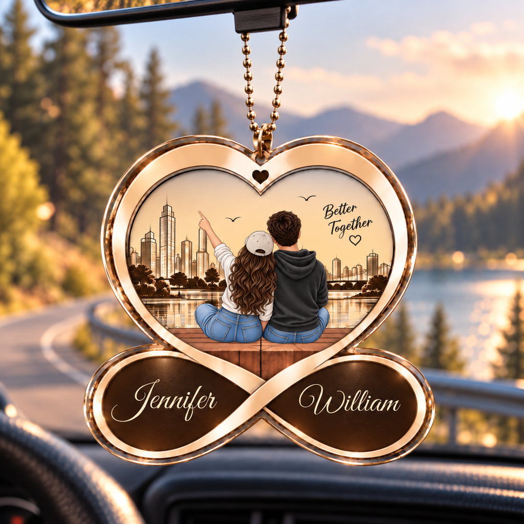 Better Together with Romantic Moments Personalized Couple Heart Ornament – Custom Names, 10 Romantic Poses Couple Ornament - Anniversary Gift for Girlfriend & Boyfriend - Gift for Couples