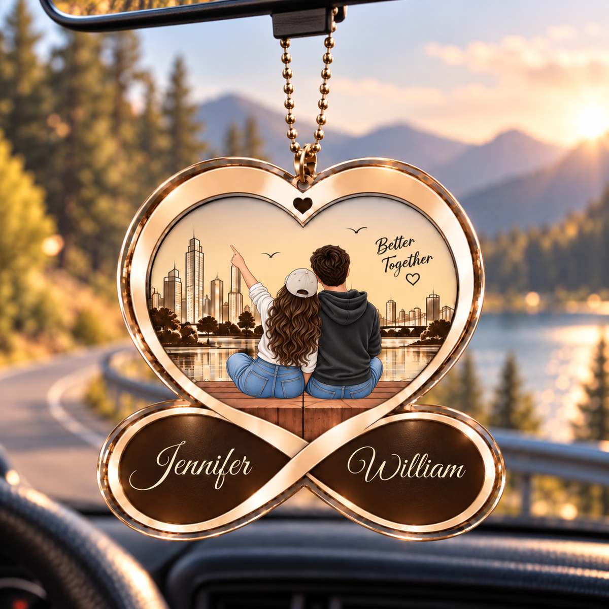 Better Together with Romantic Moments Personalized Couple Heart Ornament – Custom Names, 10 Romantic Poses Couple Ornament - Anniversary Gift for Girlfriend & Boyfriend - Gift for Couples