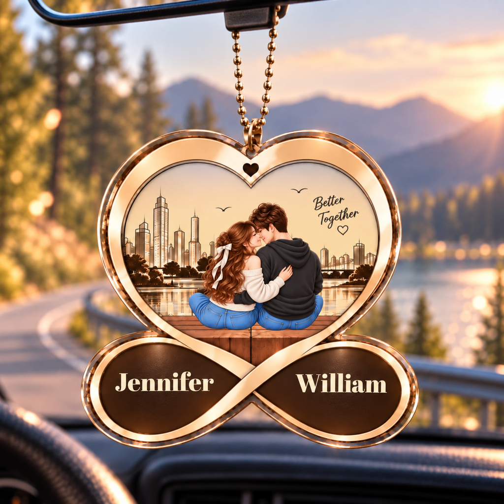 Better Together with Romantic Moments Personalized Couple Heart Ornament – Custom Names, 10 Romantic Poses Couple Ornament - Anniversary Gift for Girlfriend & Boyfriend - Gift for Couples